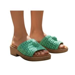 Kurt Geiger London Eagle Crochet Cork Slide Sandals in green Size EU36/US6